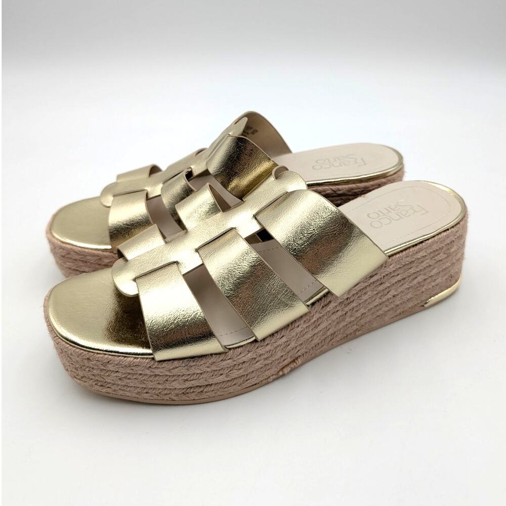 Franco Sarto Tevin Espadrille Platform Sandals Women's Gold Size US10M EU41